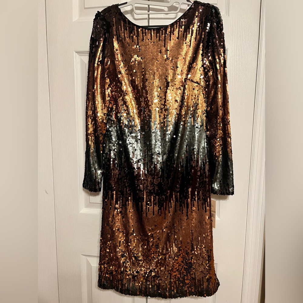 Nanette Lepore Bronze and Black Sequin Dress